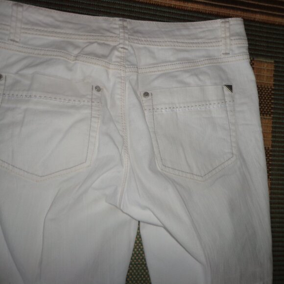 Nine West Bootcut Pants 2 White/Tan Stitching Zip/Button Closure Pockets - Picture 12 of 13